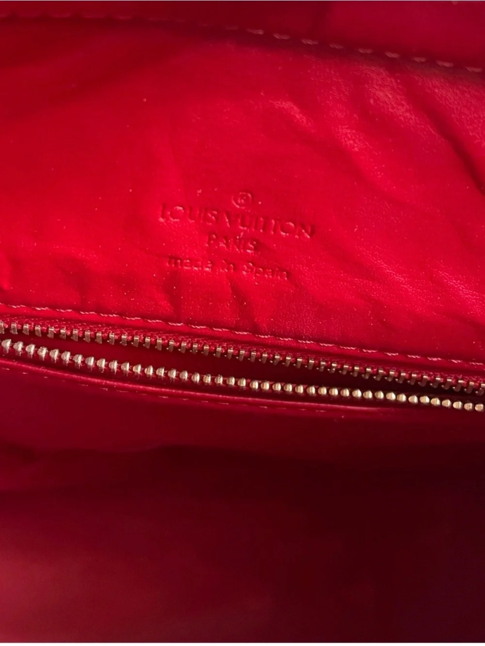 Louis Vuitton Red Patent Tote with Tan Handles
